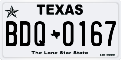TX license plate BDQ0167
