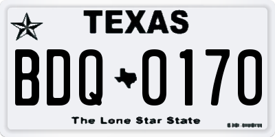 TX license plate BDQ0170