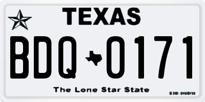 TX license plate BDQ0171