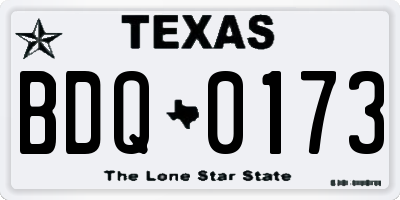 TX license plate BDQ0173