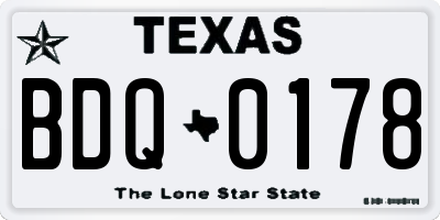 TX license plate BDQ0178