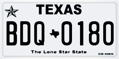 TX license plate BDQ0180