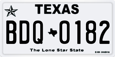 TX license plate BDQ0182