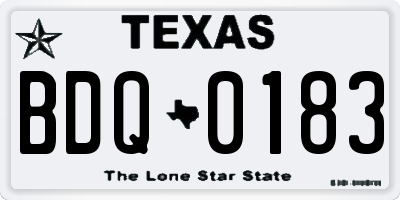 TX license plate BDQ0183