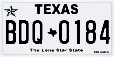 TX license plate BDQ0184