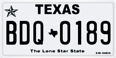 TX license plate BDQ0189