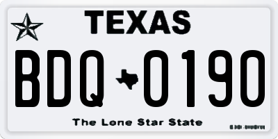 TX license plate BDQ0190