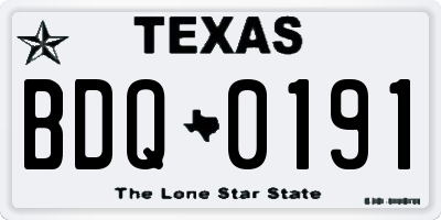 TX license plate BDQ0191