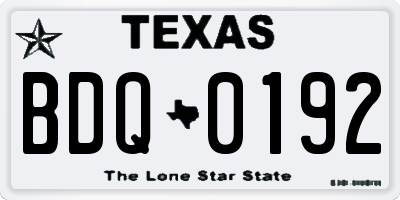TX license plate BDQ0192
