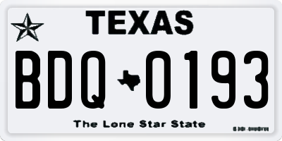 TX license plate BDQ0193