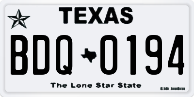 TX license plate BDQ0194