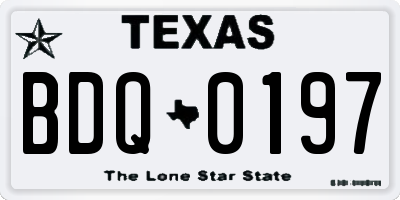 TX license plate BDQ0197