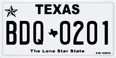 TX license plate BDQ0201