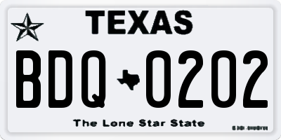 TX license plate BDQ0202