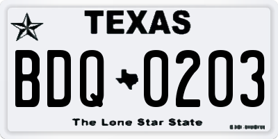 TX license plate BDQ0203