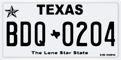 TX license plate BDQ0204