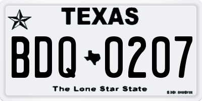 TX license plate BDQ0207