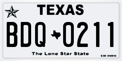 TX license plate BDQ0211