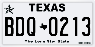 TX license plate BDQ0213