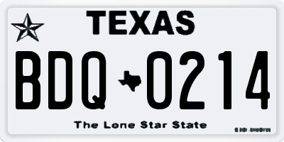 TX license plate BDQ0214