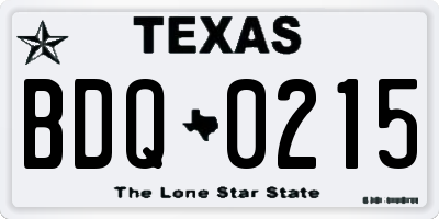 TX license plate BDQ0215