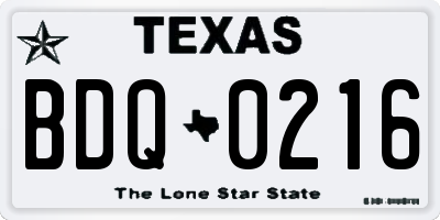 TX license plate BDQ0216
