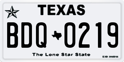 TX license plate BDQ0219