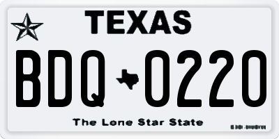 TX license plate BDQ0220