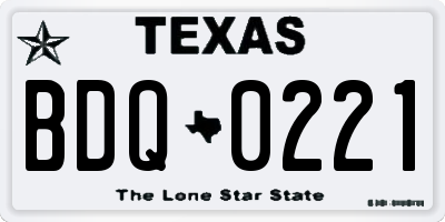 TX license plate BDQ0221