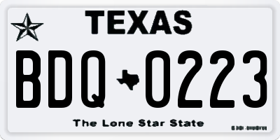 TX license plate BDQ0223