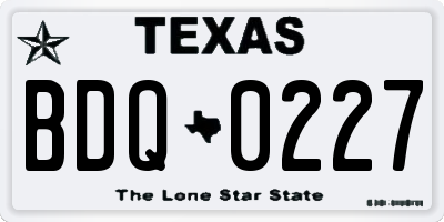 TX license plate BDQ0227