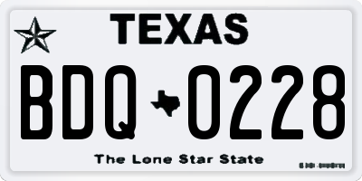 TX license plate BDQ0228