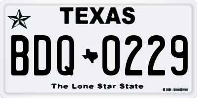 TX license plate BDQ0229