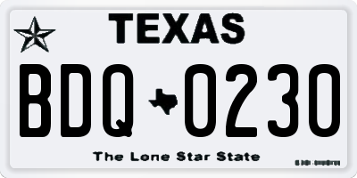 TX license plate BDQ0230
