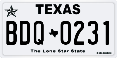 TX license plate BDQ0231
