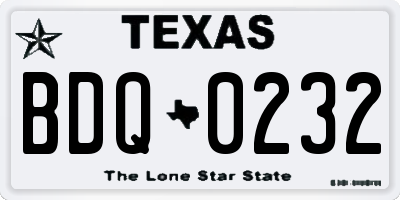 TX license plate BDQ0232