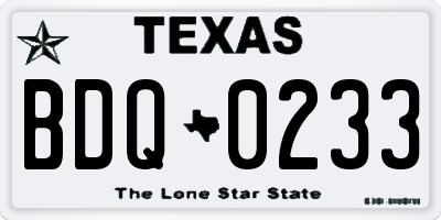 TX license plate BDQ0233