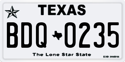 TX license plate BDQ0235