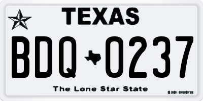 TX license plate BDQ0237