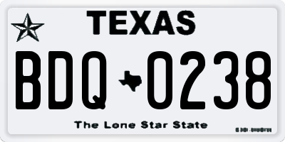 TX license plate BDQ0238