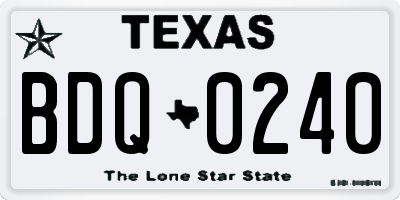 TX license plate BDQ0240