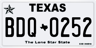 TX license plate BDQ0252