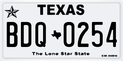 TX license plate BDQ0254