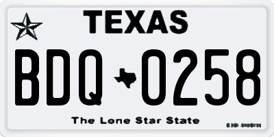 TX license plate BDQ0258