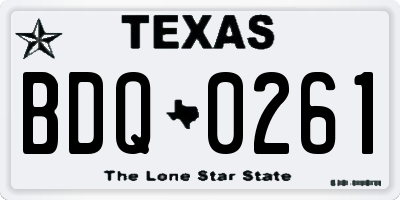 TX license plate BDQ0261