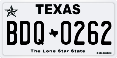 TX license plate BDQ0262