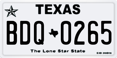 TX license plate BDQ0265