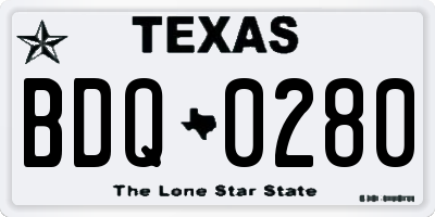 TX license plate BDQ0280
