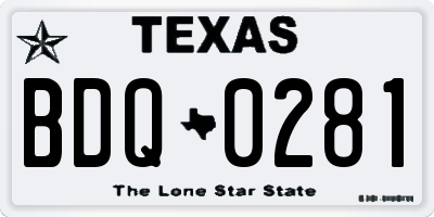 TX license plate BDQ0281