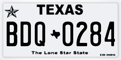TX license plate BDQ0284